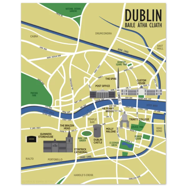 DUBLIN Classic Semi-Glossy Paper Poster 40x50 cm / 16x20″